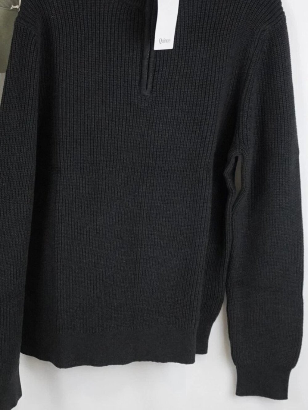 Quince Organic Cotton Ribbed Quarter-Zip Casual Meeting School Travel Work Warm - Picture 5 of 5